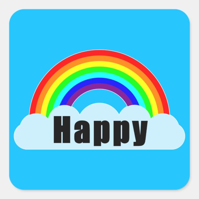 Sticker Carré ARC-EN-CIEL - Heureux (Devant)