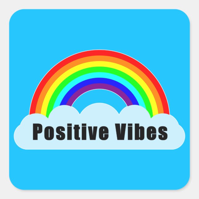 Sticker Carré ARC-EN-CIEL - Vibes Positives (Devant)