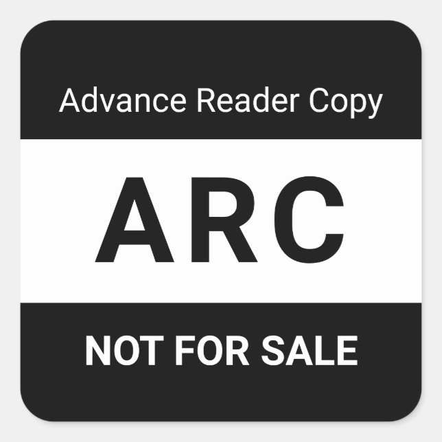 Sticker Carré ARC Not for Sale Advance Reader Copy Book Author (Devant)