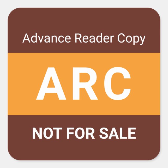 Sticker Carré ARC Not for Sale Advance Reader Copy Book Author (Devant)