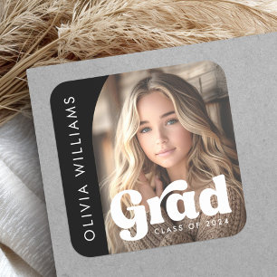 Sticker Carré Arc photo noir retro grade graduation
