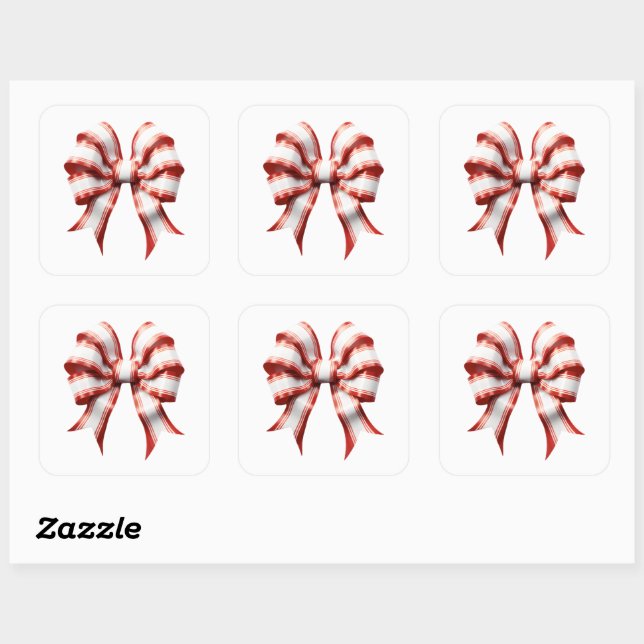 Sticker Carré Arc rayé rouge et blanc (Feuille)