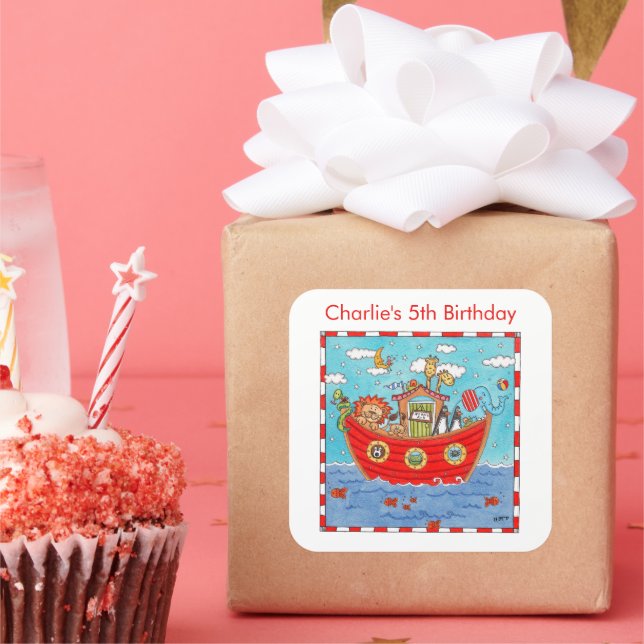 Sticker Carré Arche de Noé personnalisée (Fête)