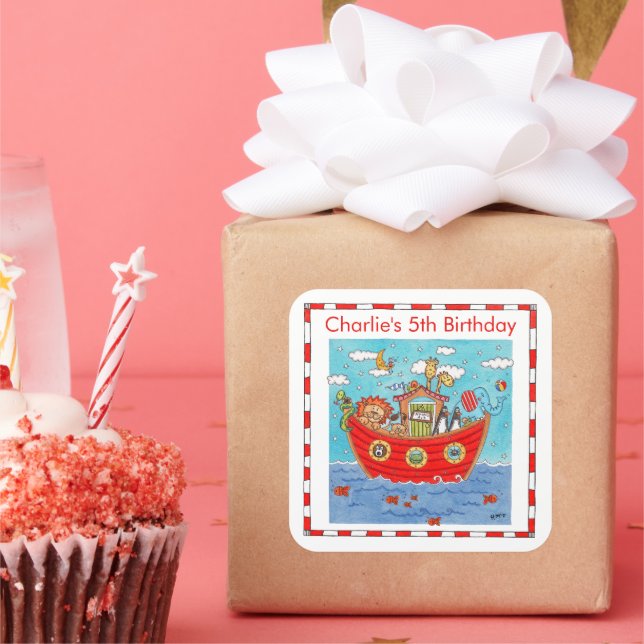 Sticker Carré Arche de Noé personnalisée (Fête)