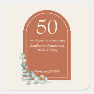 Sticker Carré Arche Moderne en Terracotta Eucalyptus 50e Anniver