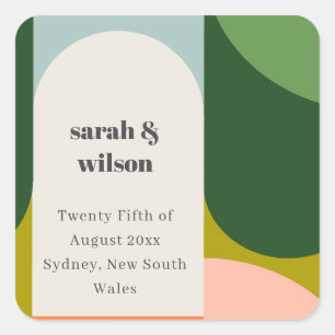 Sticker Carré Arche rétro Super colorée Gras Mariage Abstrait