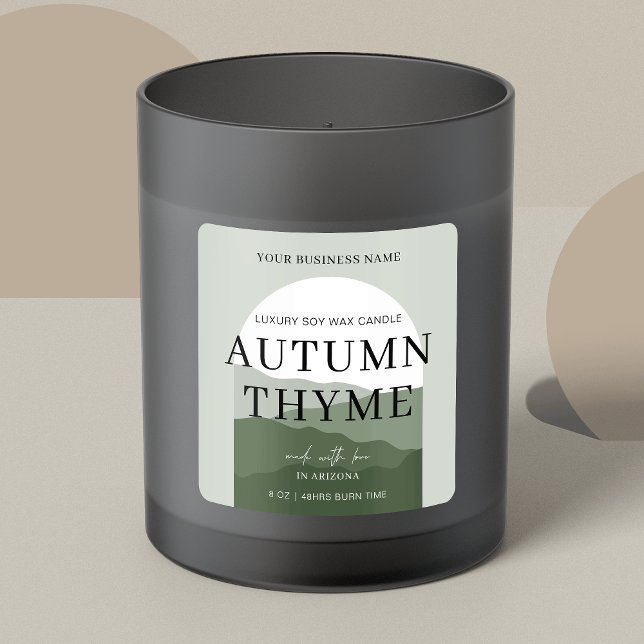 Sticker Carré Arche verte Sage Bohème Nom parfum Bougie (Créateur téléchargé)