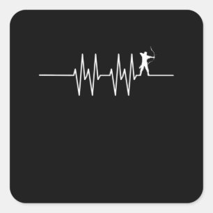 Sticker Carré Archer Heartbeat EKG Bow Chasse au tir à l'arc Pul