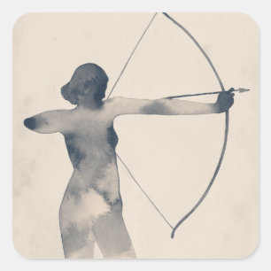 Sticker Carré Archeresse aquarelle Silhouette