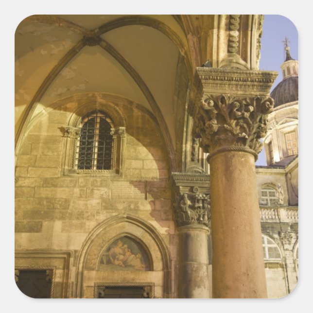 Sticker Carré Arches du palais du recteur avec la cathédrale de  (Devant)