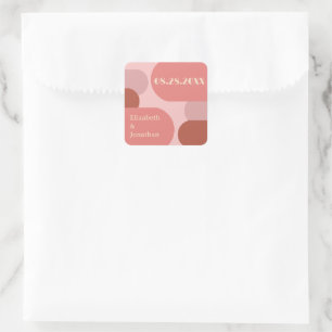 Sticker Carré Arches rétro Coral rose Mariage