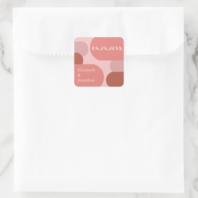 Sticker Carré Arches rétro Coral rose Mariage (Sac)
