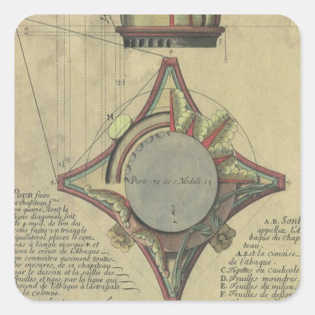 Sticker Carré Architecture Ancienne, Couronne de Capitale Décora (Devant)