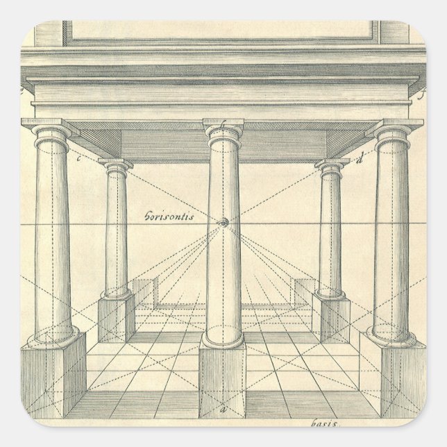 Sticker Carré Architecture Ancienne, Portique Romain avec Colonn (Devant)