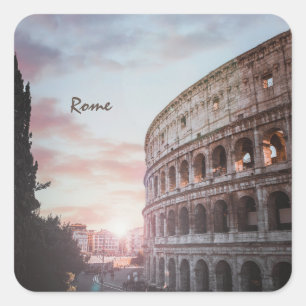Sticker Carré Architecture antique Rome coucher de soleil ville