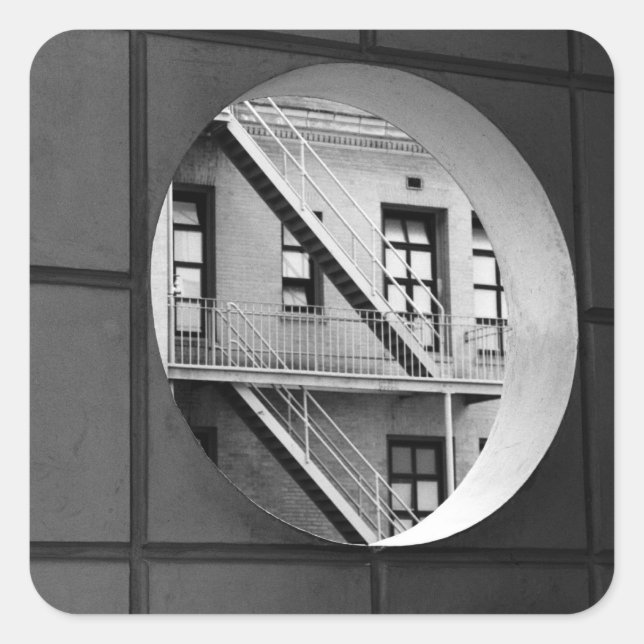 Sticker Carré Architecture Circle & Lignes Photo noir et blanc (Devant)