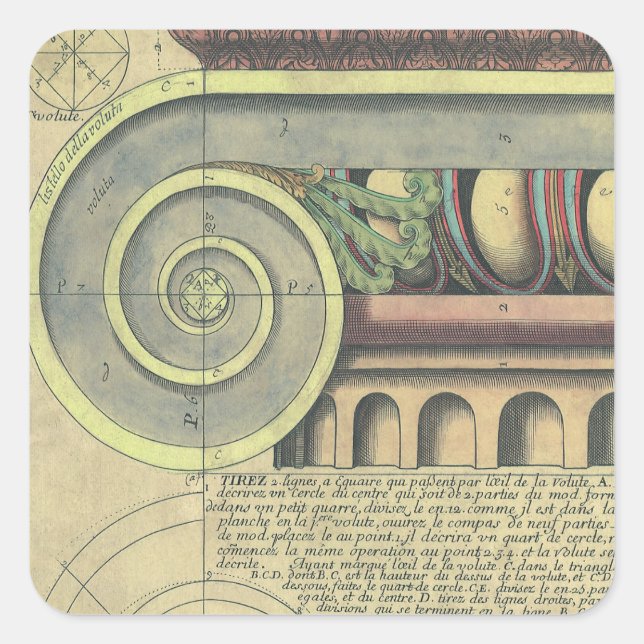 Sticker Carré Architecture de style ; Volute de chapiteau par Vi (Devant)