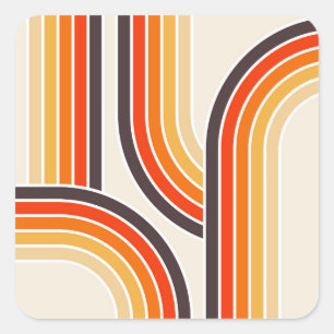 Sticker Carré Arcs et lignes rétro colorés