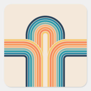 Sticker Carré Arcs triples et colorés