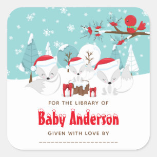 Sticker Carré Arctic Fox Christmas Wonderland Plaque de réservat