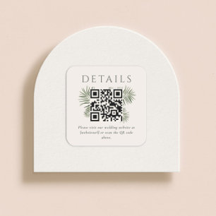 Sticker Carré Areca Moderne Aquarelle Palm Mariage QR Code