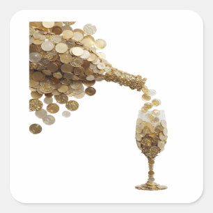 Sticker Carré Argent brillant ARGENT QUI COULE DU CHAMPAGNE