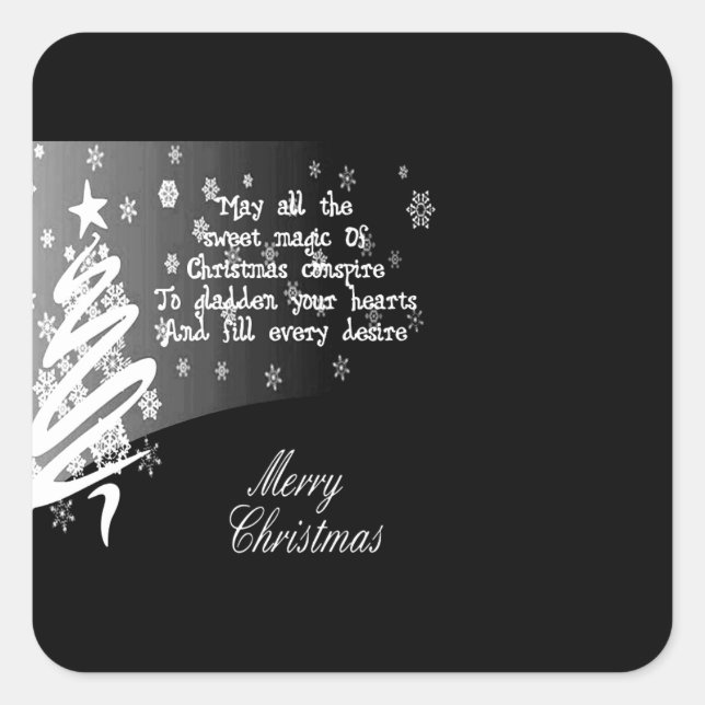 STICKER CARRÉ **ARGENT ET NOIR NOËL** NOËL (Devant)