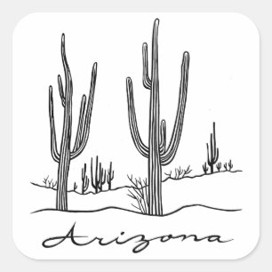 Sticker Carré Arizona Cactus