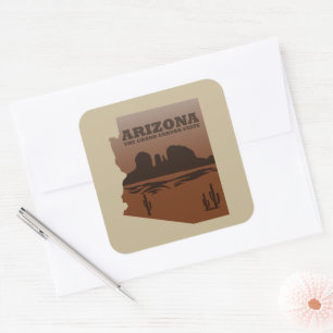 Sticker Carré Arizona carte Grand Canyon paysage