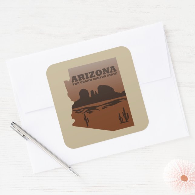 Sticker Carré Arizona carte Grand Canyon paysage (Enveloppe)