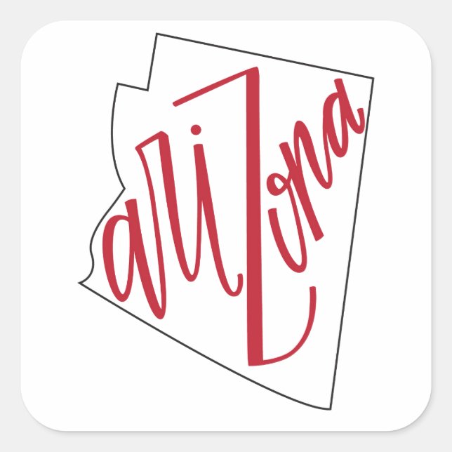 Sticker Carré Arizona | Design de typographie d'État (Devant)