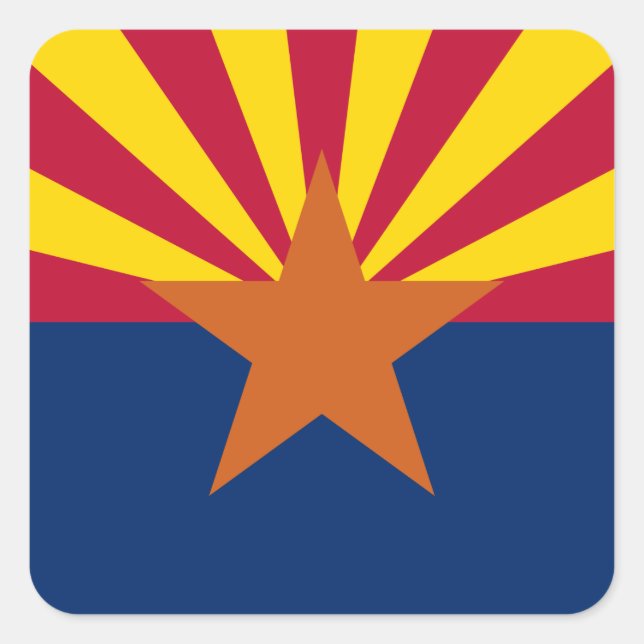 Sticker Carré Arizona Drapeau : Réglage de Star Sun, État du cui (Devant)
