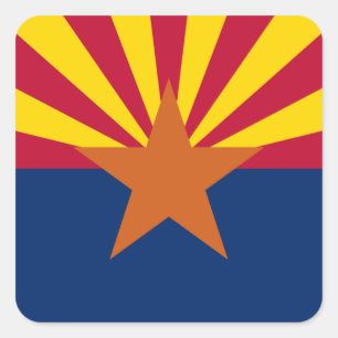 Sticker Carré Arizona Drapeau : Réglage de Star Sun, État du cui