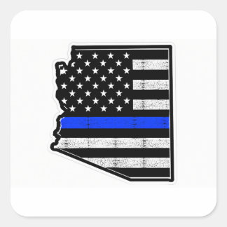Sticker Carré Arizona ligne bleue mince