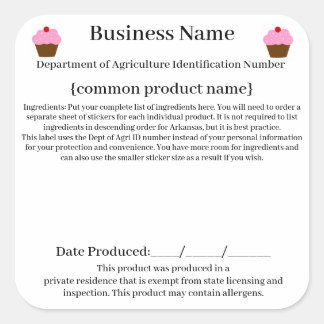 Sticker Carré Arkansas Cottage Law/Food Freedom Act 2021 avec ID