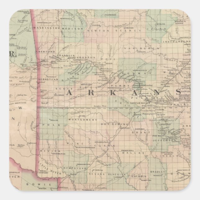 Sticker Carré Arkansas et une partie du territoire indien (Devant)