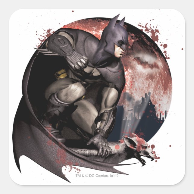 Sticker Carré Arkham City Batman Moon (Devant)