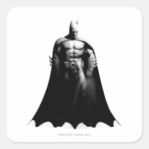 Sticker Carré Arkham   Pose large noir et blanc Batman