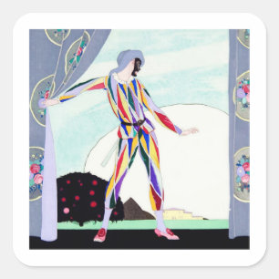 Sticker Carré Arlequin de la Comédie Italienne par Umberto Brune