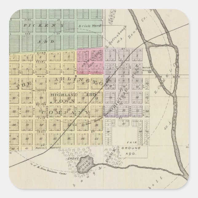 Sticker Carré Arlington, Kansas (Devant)