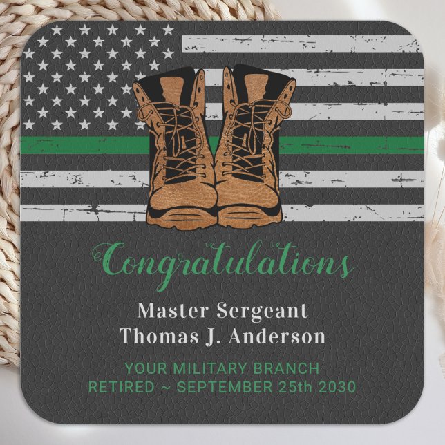 Sticker Carré Armée Militaire Retraite Bottes en cuir Ligne vert (Créateur téléchargé)