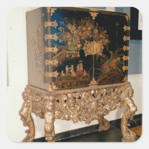 Sticker Carré Armoire laquée en noir et or