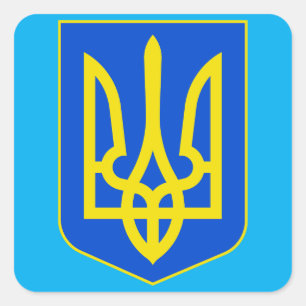 Sticker Carré Armoirie de l'Ukraine Trident doré Beaux-arts