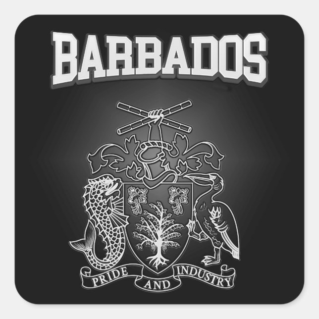 Sticker Carré Armoiries de la Barbade (Devant)