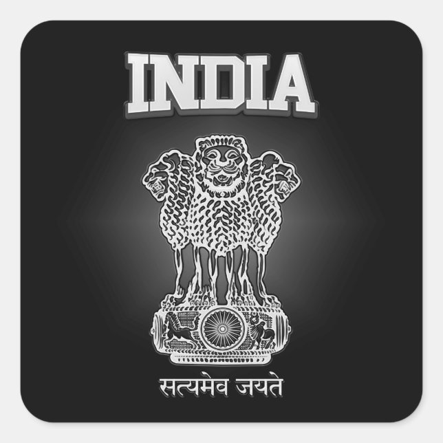 Sticker Carré Armoiries de l'Inde (Devant)