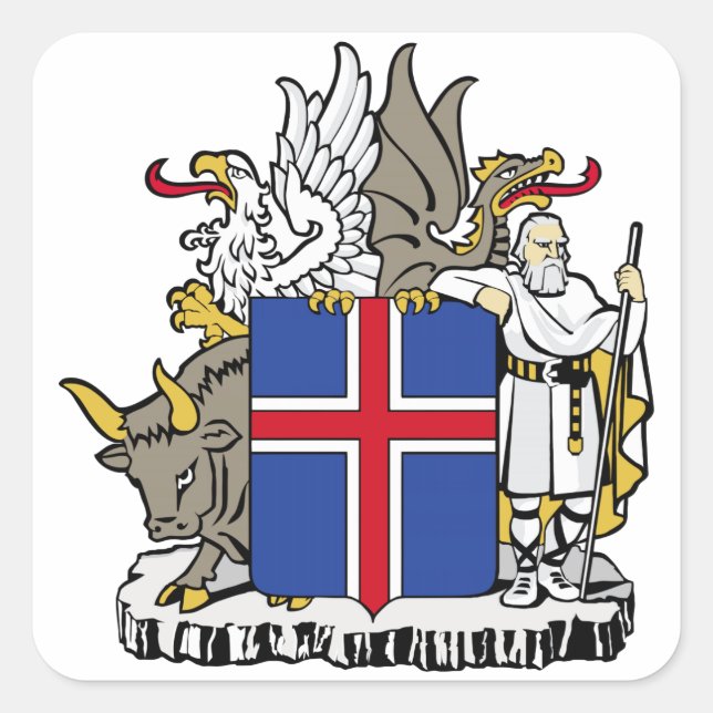 Sticker Carré Armoiries de l'Islande (Devant)