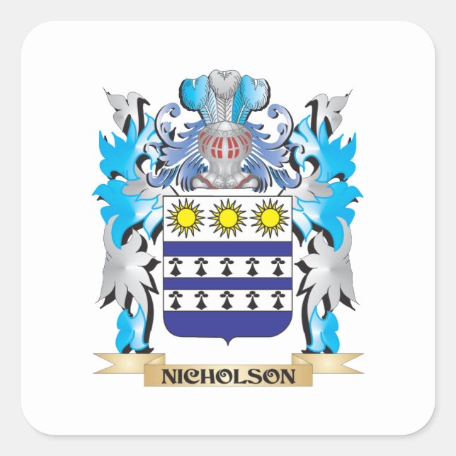 Sticker Carré Armoiries de Nicholson - Armoiries de la famille (Devant)