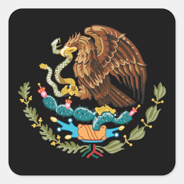 Sticker Carré Armoiries / drapeau du Mexique et de l'aigle mexic (Devant)