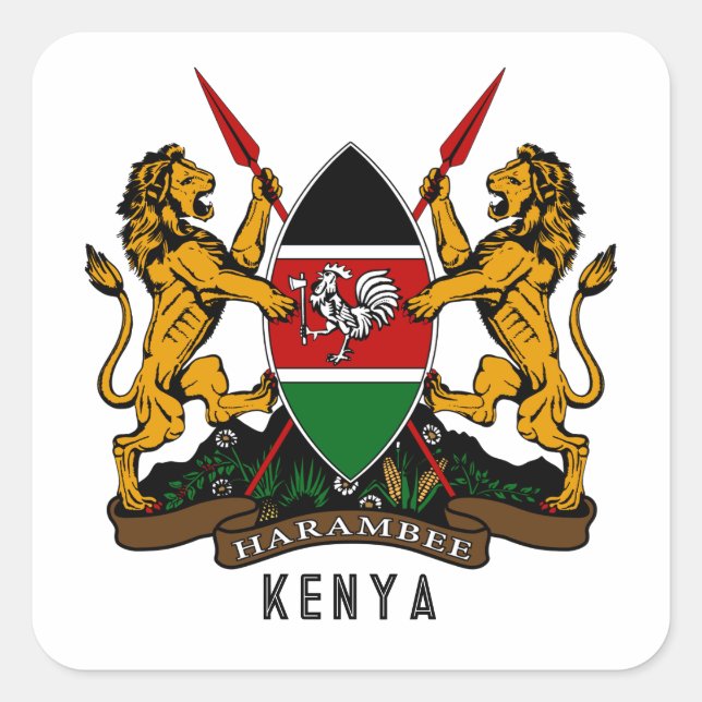 Sticker Carré Armoiries du Kenya (Devant)