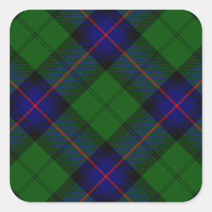 Sticker Carré Armstrong clan tartan bleu vert plaid